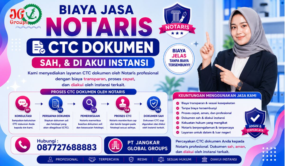 Biaya Jasa Notaris CTC Dokumen Sah, & Di akui Instansi