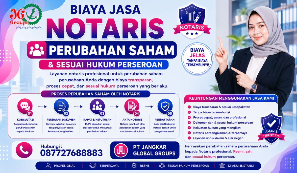 Biaya Jasa Notaris Perubahan Saham & Sesuai Hukum Perseroan