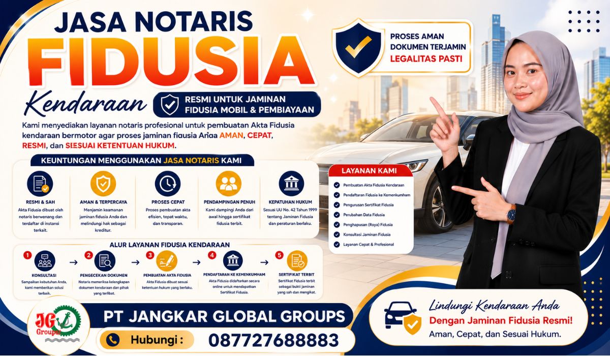 Jasa Notaris Fidusia Kendaraan Resmi untuk Jaminan Fidusia Mobil & Pembiayaan