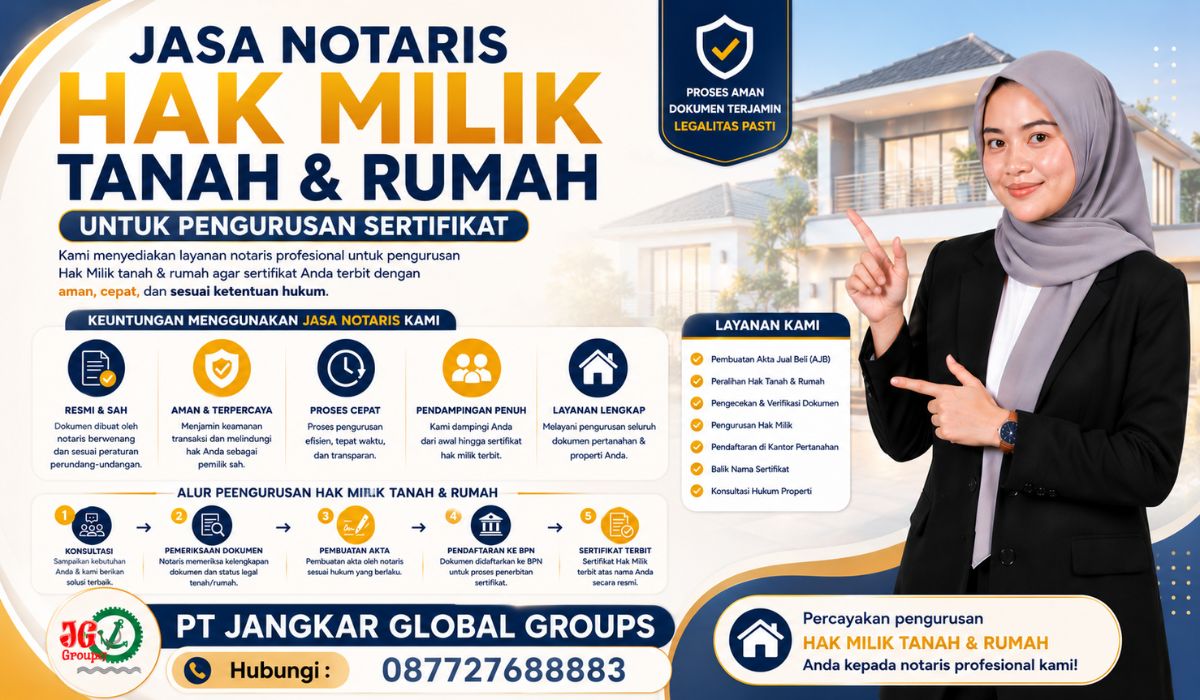 Jasa Notaris Hak Milik Tanah & Rumah untuk Pengurusan Sertifikat