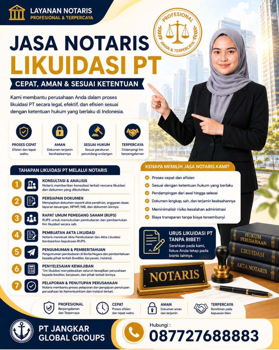 Jasa Notaris Likuidasi PT Cepat, Aman & Sesuai Ketentuan