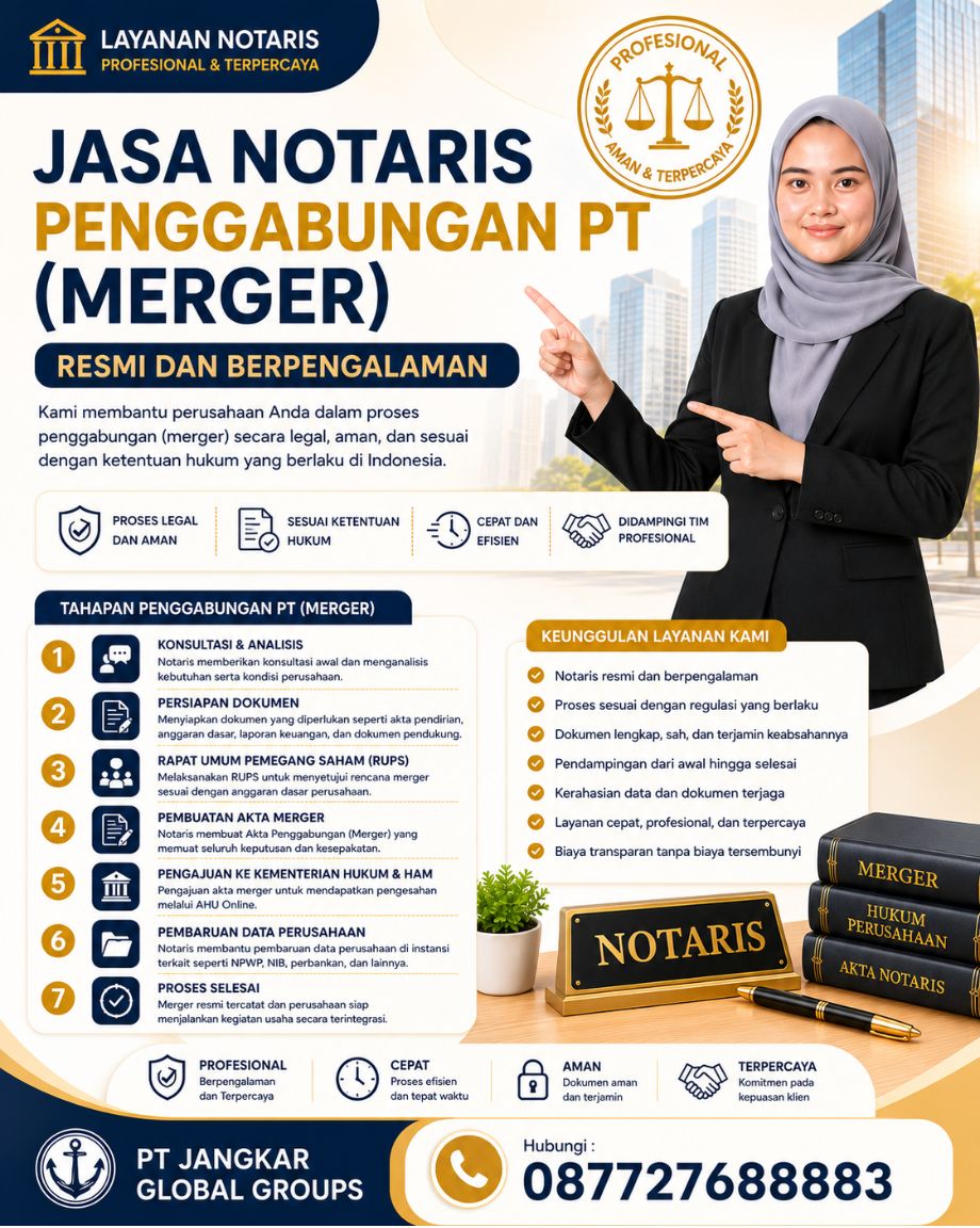 Jasa Notaris Penggabungan PT (Merger) Resmi dan Berpengalaman