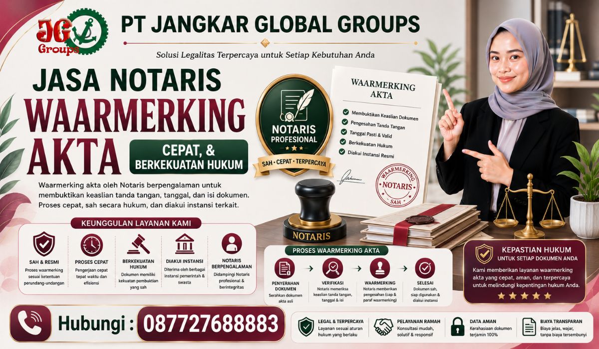 Jasa Notaris Waarmerking Akta Cepat, & Berkekuatan Hukum