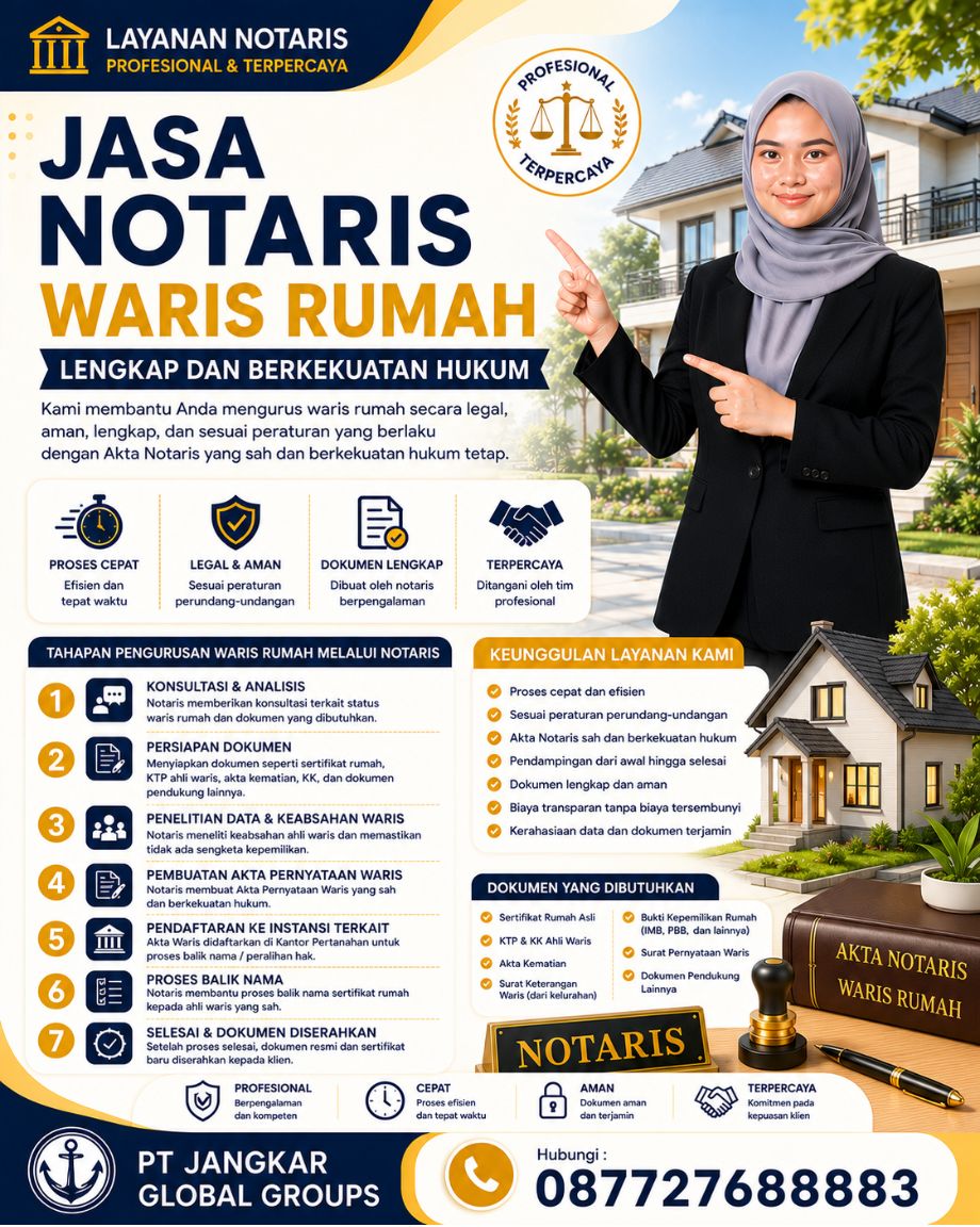 Jasa Notaris Waris Rumah Lengkap dan Berkekuatan Hukum