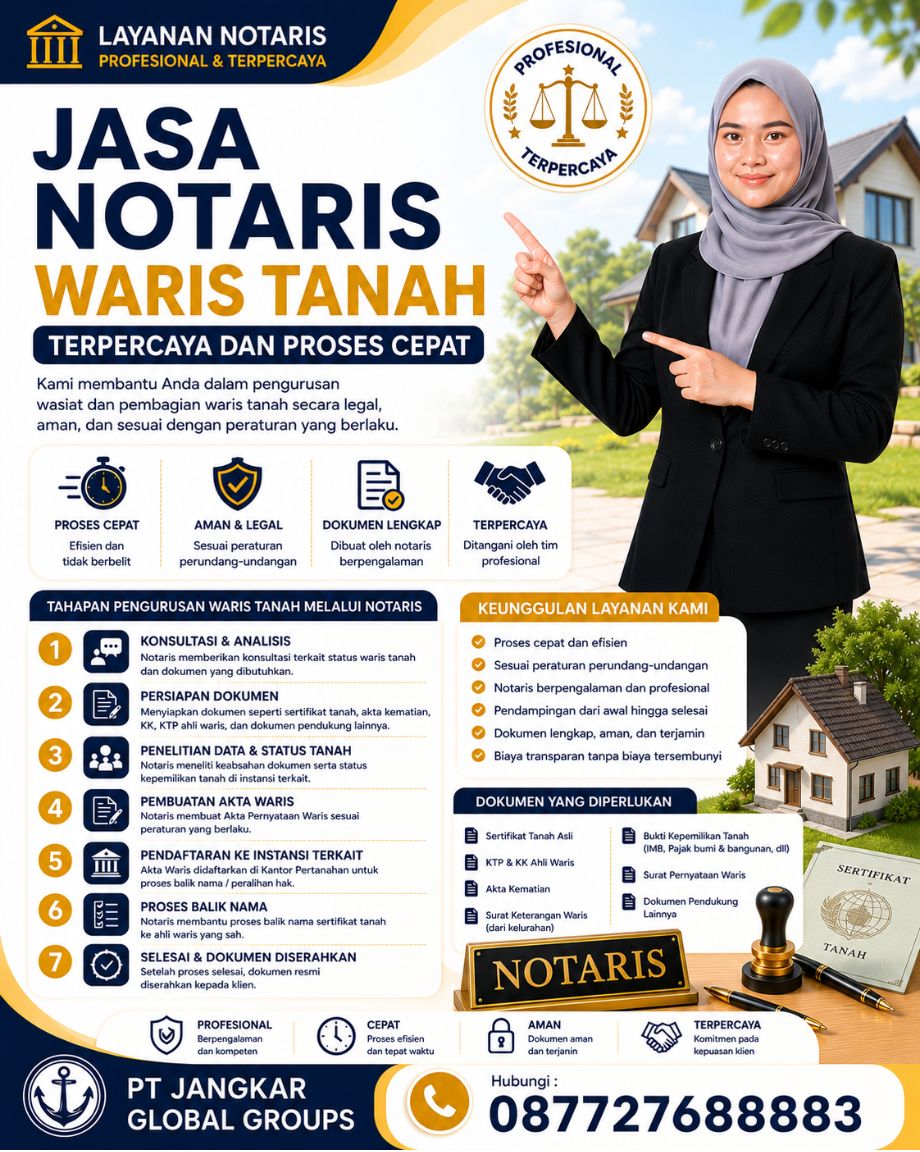 Jasa Notaris Waris Tanah Terpercaya dan Proses Cepat