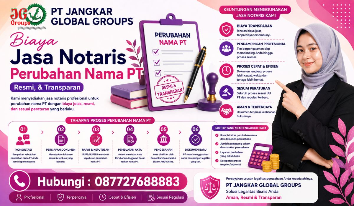 Biaya Jasa Notaris Perubahan Nama PT Resmi, & Transparan