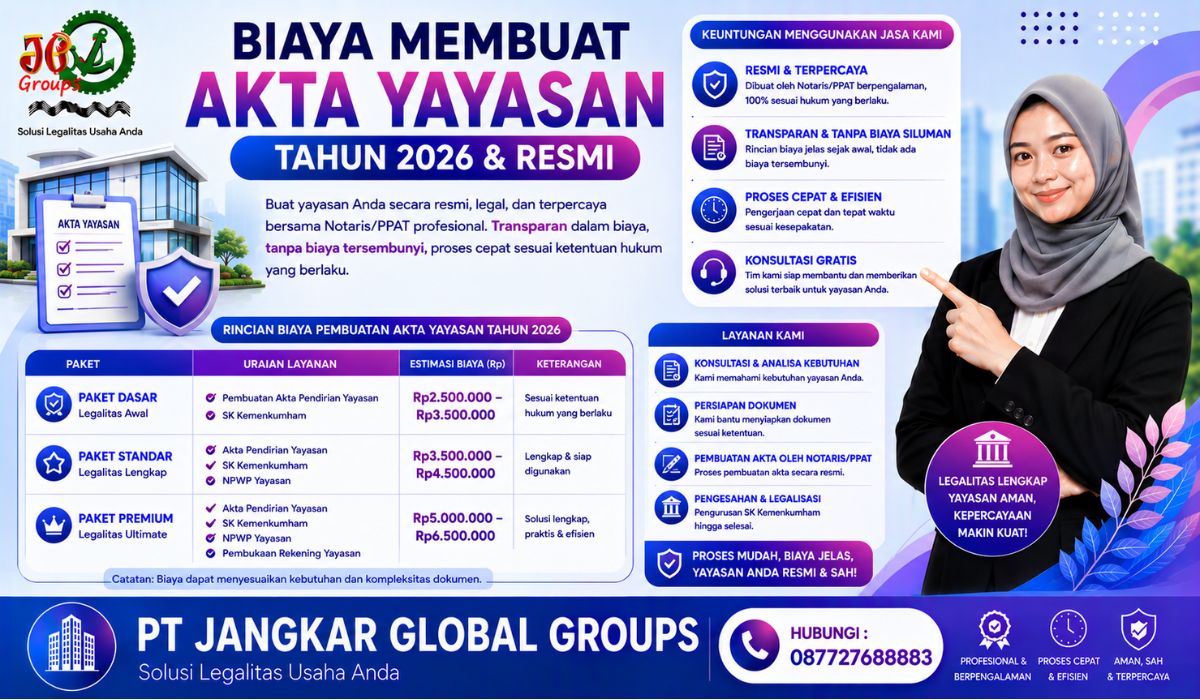 Biaya Membuat Akta Yayasan Tahun 2026 & Resmi