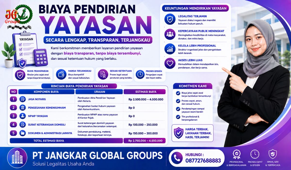 Biaya Pendirian Yayasan Secara Lengkap Transparan, Terjangkau