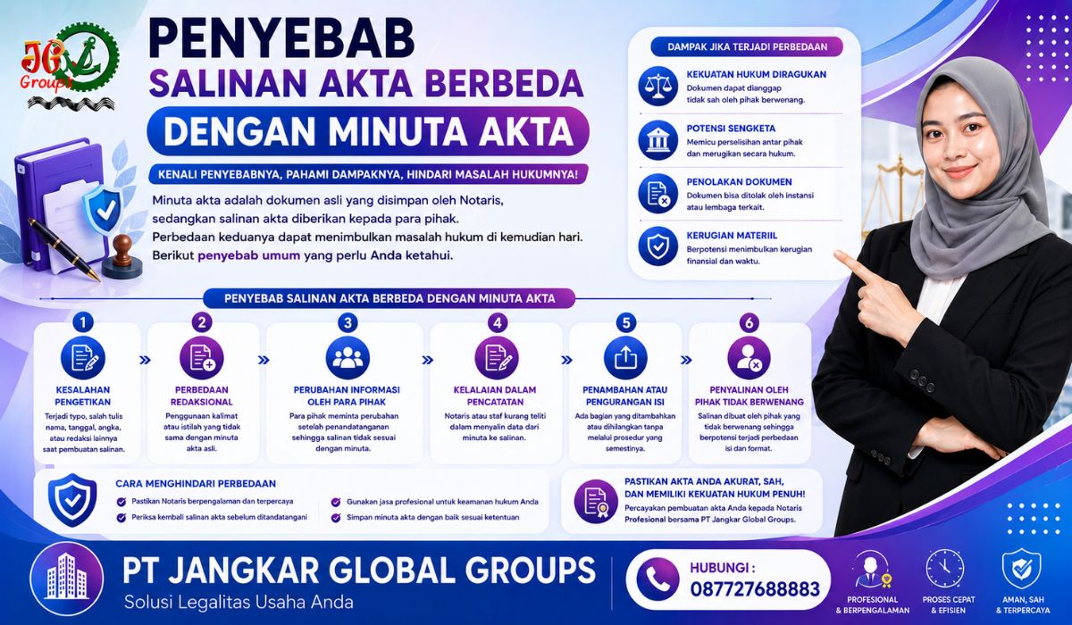 Penyebab Salinan Akta Berbeda dengan Minuta Akta Lengkap